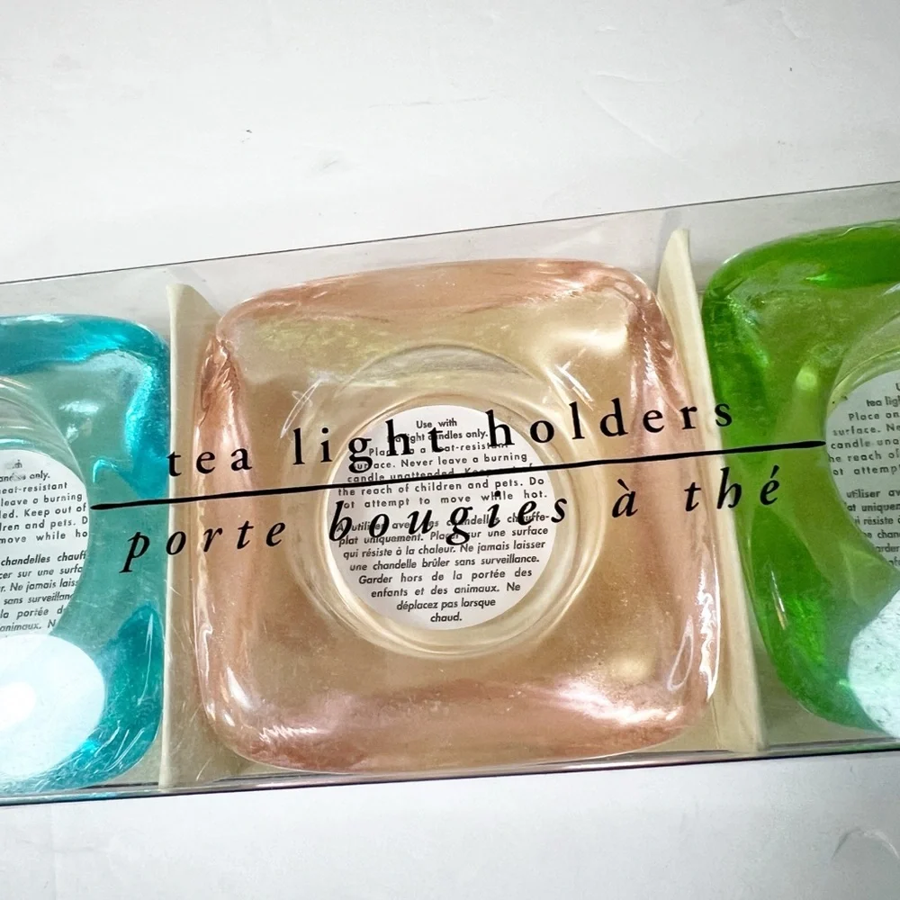 NEW! Pier 1 Imports Tea Light Candle Holders Set Of 3 Fun Pastel Pink Teal Green